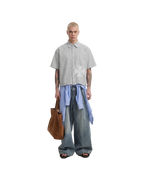 Unisex Distressed Plaid Boxy Shirt