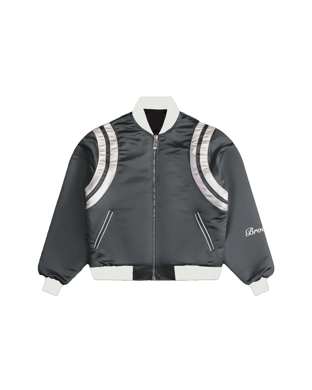 SATIN GREY BOMBER JACKET