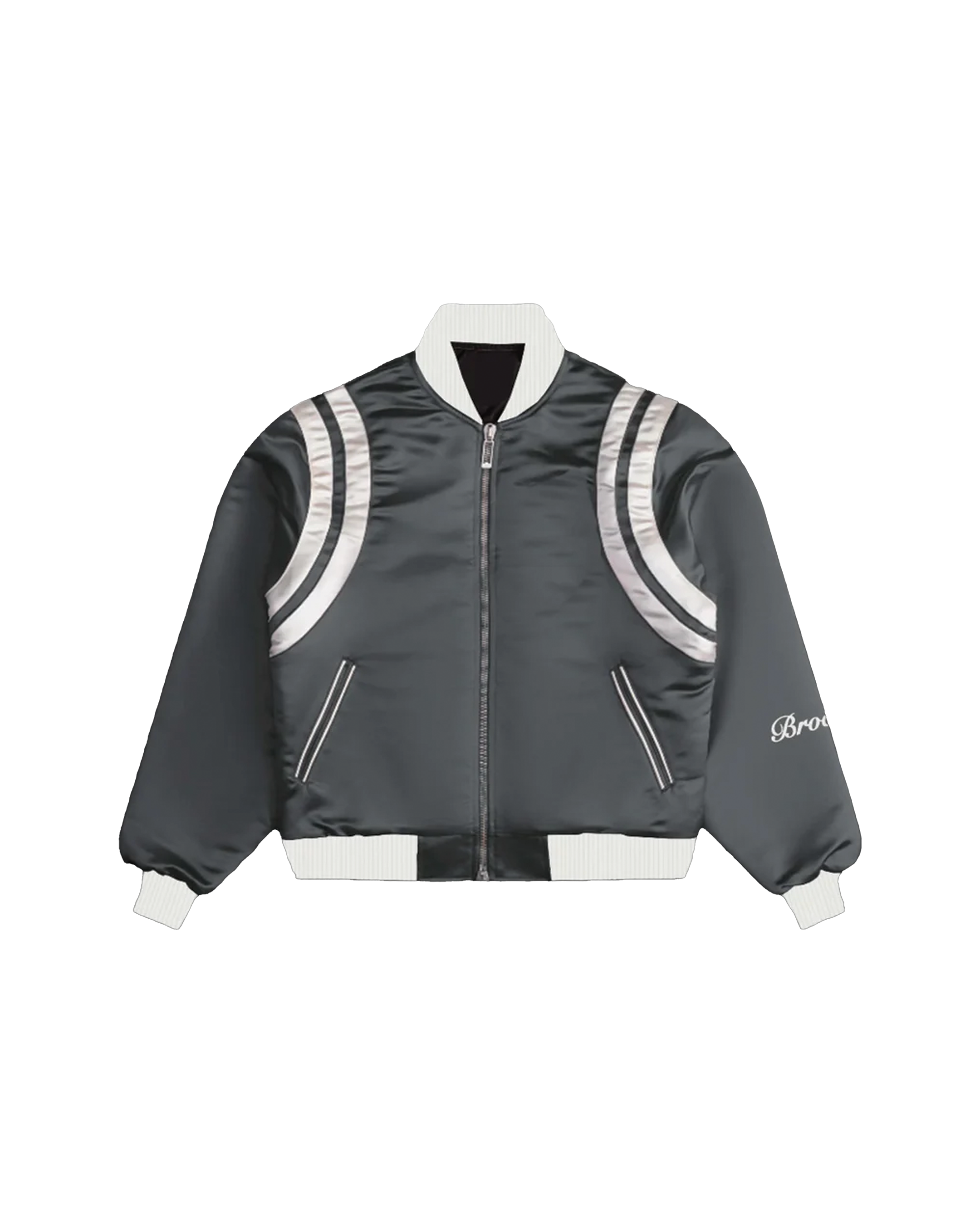 SATIN GREY BOMBER JACKET