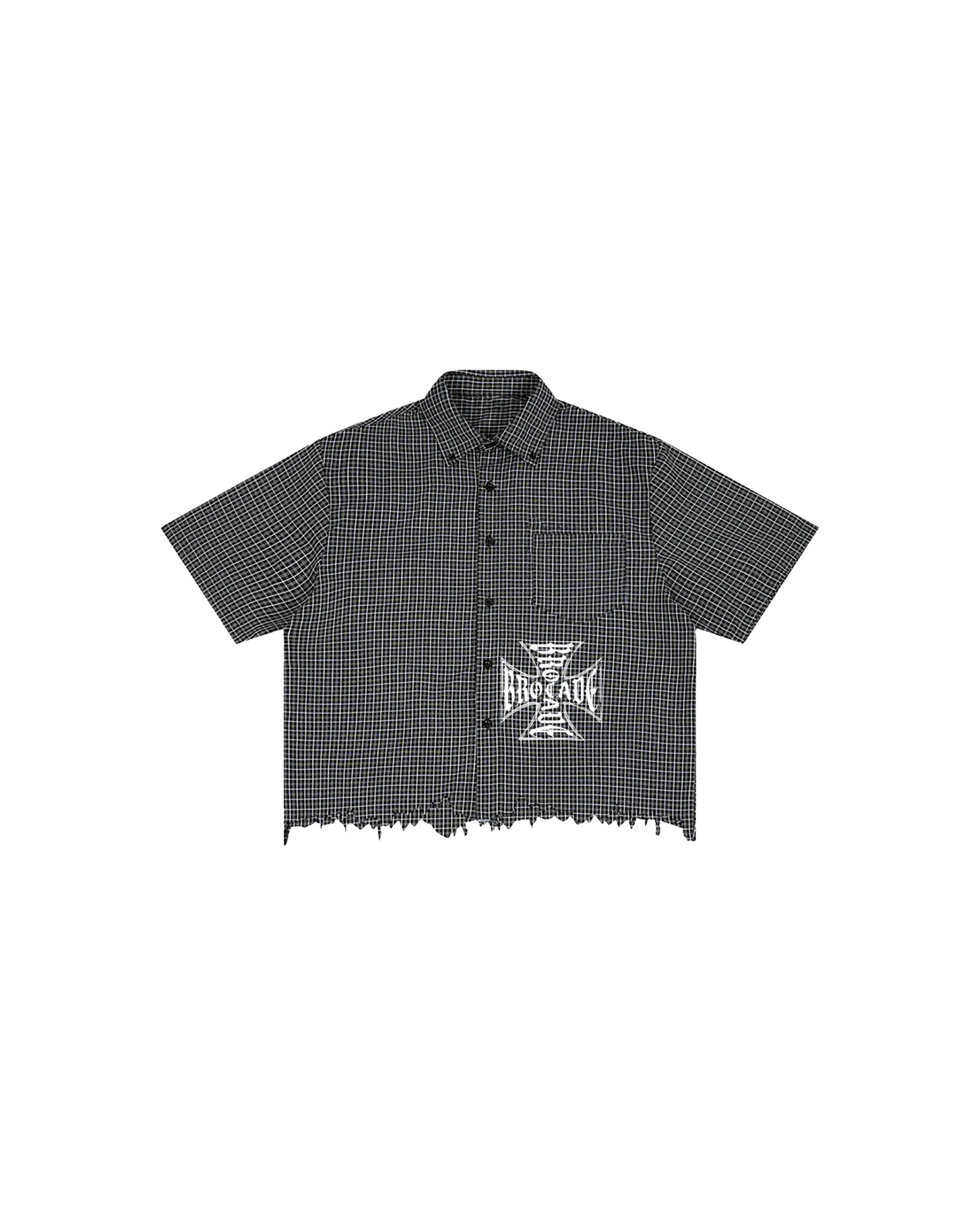 Unisex Distressed Plaid Boxy Shirt
